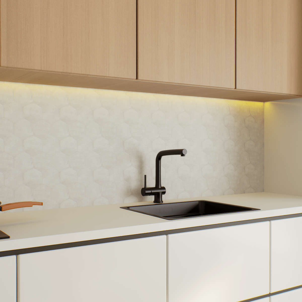 7 in Form Ivory Hexagon Matte Pressed Glazed Porcelain Tile