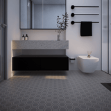 7 in. Form Tide Hexagon Frame Matte Pressed Glazed Porcelain Tile