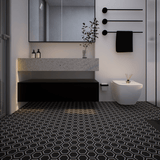 7 In Hexagon Frame Form Graphite Matte Pressed Glazed Porcelain