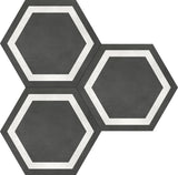 7 In Hexagon Frame Form Graphite Matte Pressed Glazed Porcelain