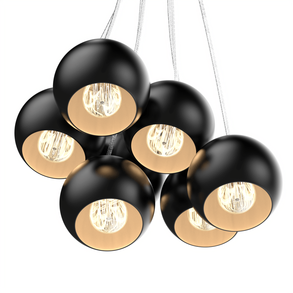 7-Light Black Iron Globe Pendant Chandelier Fixture for Living Room, Bedroom, Dining Room, Office