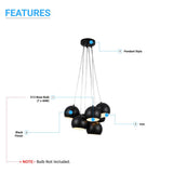7-Light Black Iron Globe Pendant Chandelier Fixture for Living Room, Bedroom, Dining Room, Office