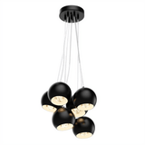 7-Light Black Iron Globe Pendant Chandelier Fixture for Living Room, Bedroom, Dining Room, Office
