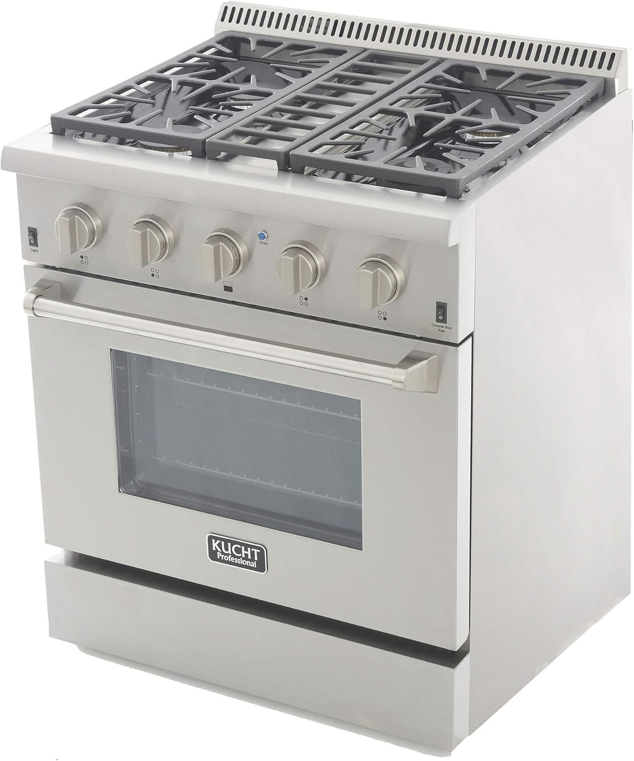 KUCHT Professional 30 in. 4.2 cu. ft. Dual Fuel Range for Propane Gas with Sealed Burners and Convection Oven in Stainless Steel with Classic Silver Knobs