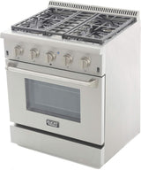 KUCHT Professional 30 in. 4.2 cu. ft. Dual Fuel Range for Propane Gas with Sealed Burners and Convection Oven in Stainless Steel with Classic Silver Knobs