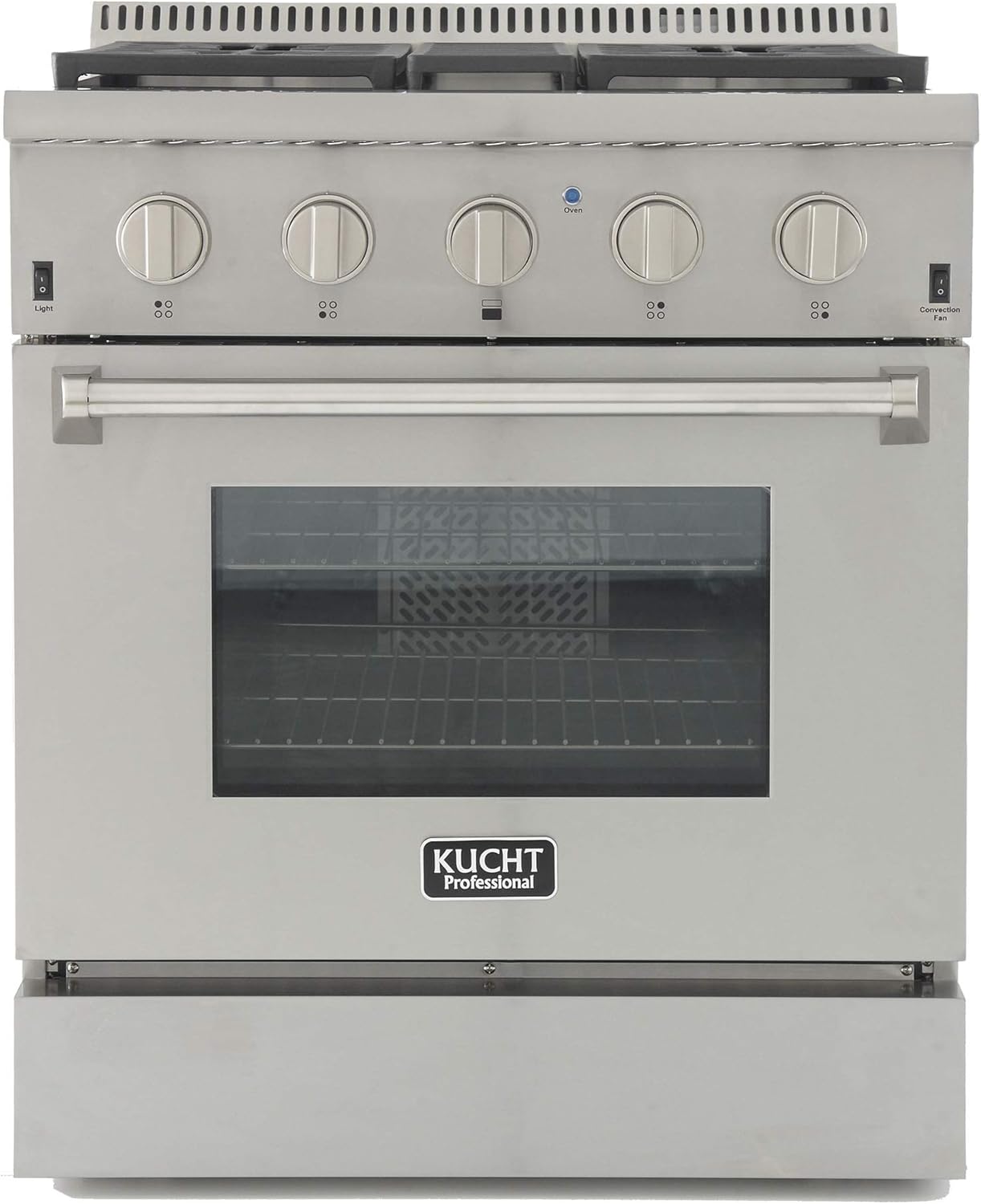 KUCHT Professional 30 in. 4.2 cu. ft. Dual Fuel Range for Natural Gas with Sealed Burners and Convection Oven in Stainless Steel with Classic Silver Knobs