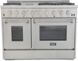 KUCHT Professional 48 in. 6.7 cu. ft. Dual Fuel Range for Propane Gas with Sealed Burners, Griddle and Convection Oven in Stainless Steel with Classic Silver Knobs