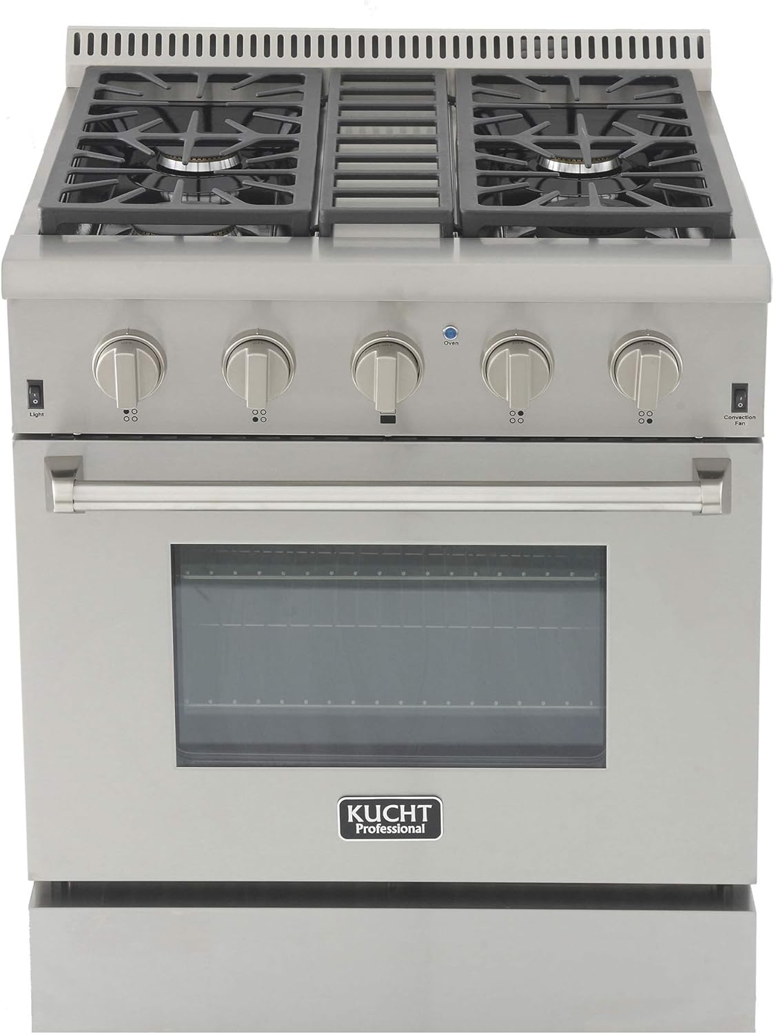 Professional 30 in. 4.2 cu. ft. Natural Gas Range with Sealed Burners and Convection Oven in Stainless Steel with Classic Silver Knobs