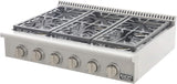 KUCHT Professional 36 in. Propane Gas Range-Top with Sealed Burners in Stainless Steel with Classic Silver Knobs