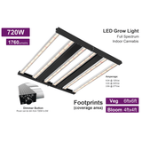 720W Full Spectrum Grow Lamps, 6 Bars, 2.7 μmol/j, Dimmable,  Smart Control System LED Grow Light With Optic Lens