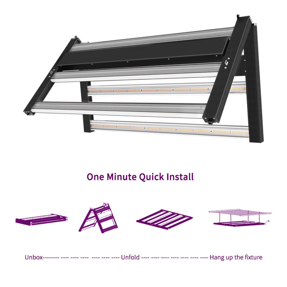 720W Full Spectrum Grow Lamps, 6 Bars, 2.7 μmol/j, Dimmable,  Smart Control System LED Grow Light With Optic Lens