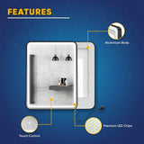 LED Lighted Bathroom Vanity Mirror With Shelf, Wall-Mounted, Touch Switch,  Anti-Fog Adjustable Color Temperature & Remembrance, CRI 90+, Lighted Makeup Mirrors, Raven Style