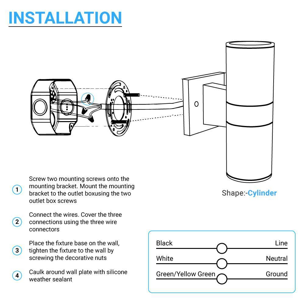 LED Up & Down Lights Outdoor, Cylinder, 12WX2, AC100- 277V, 80-90 Lm/W, IP65, Light Bronze Finish, Double Side