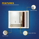 Frontlit/Backlit LED Lighted Bathroom Vanity Mirror with Frame, Anti-Fog, Touch Button, CRI 90+, Adjustable CCT & Memory, Magnum Style