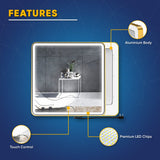 LED Lighted Bathroom Vanity Mirror With Shelf, Wall-Mounted, Touch Switch,  Anti-Fog Adjustable Color Temperature & Remembrance, CRI 90+, Lighted Makeup Mirrors, Raven Style