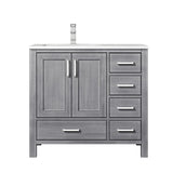 Jacques 84 in. Bathroom Freestanding Bathroom Vanity With Undermount Ceramic Sink, White Carrara Marble