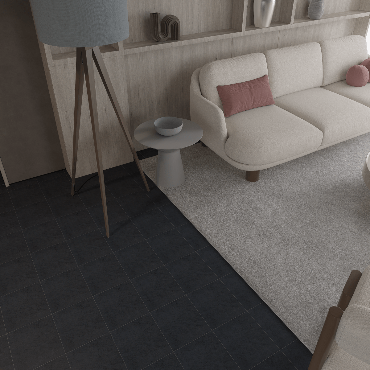 8 X 10 In Cinq Black Matte Pressed Glazed Ceramic