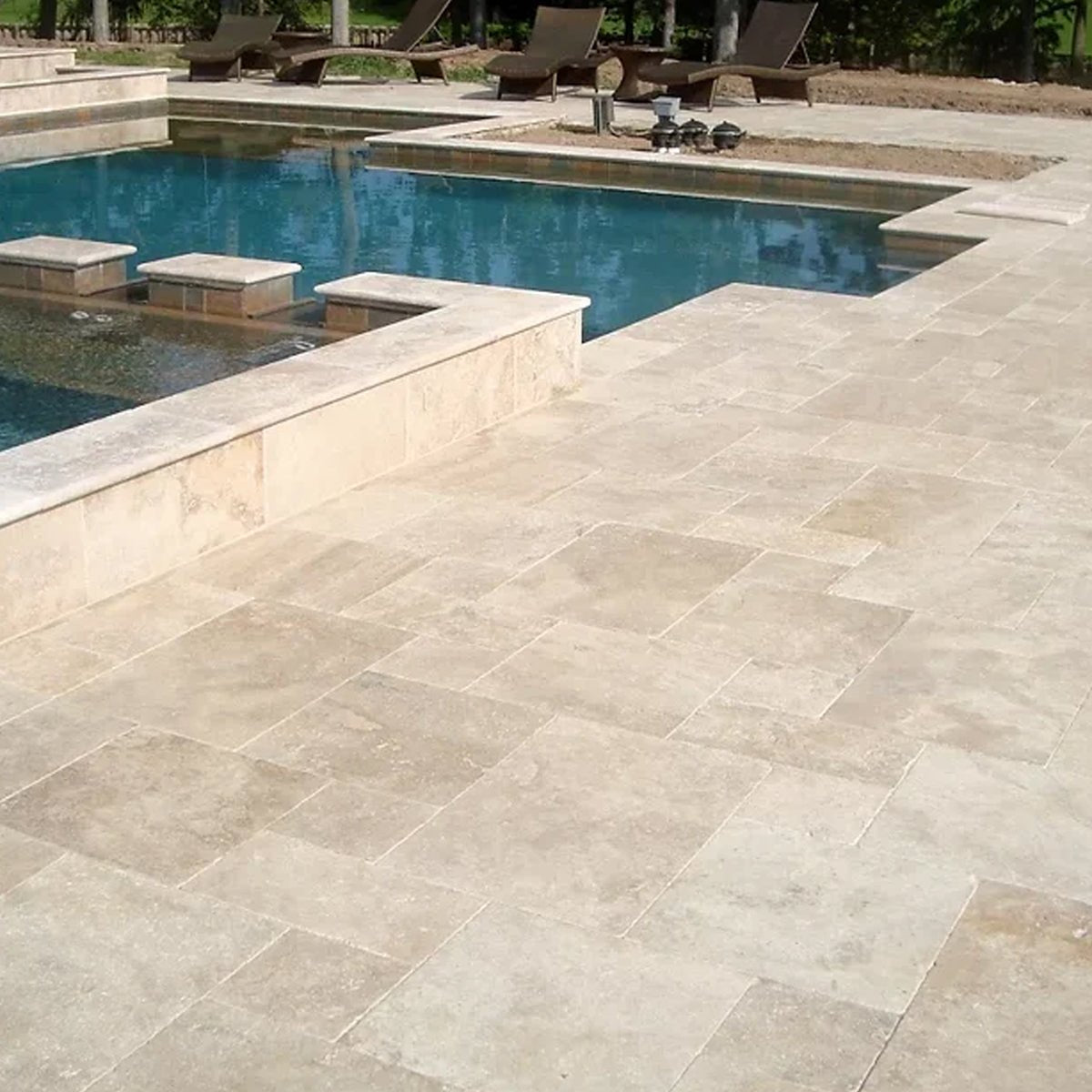 8 X 16 In Ivory Brushed & Chiseled Travertine