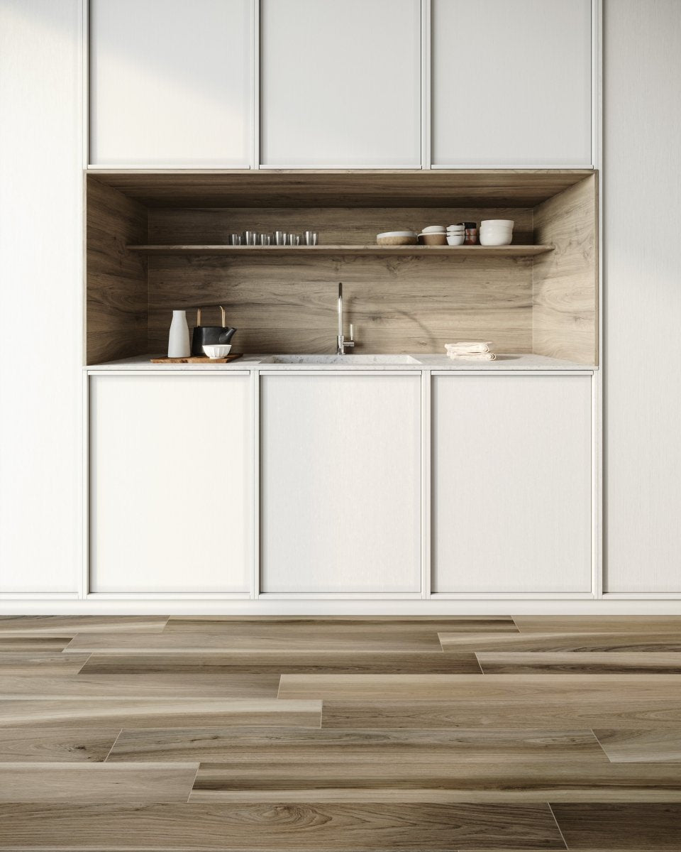 8 X 48 In Amaya Walnut Matte Pressed Glazed Porcelain