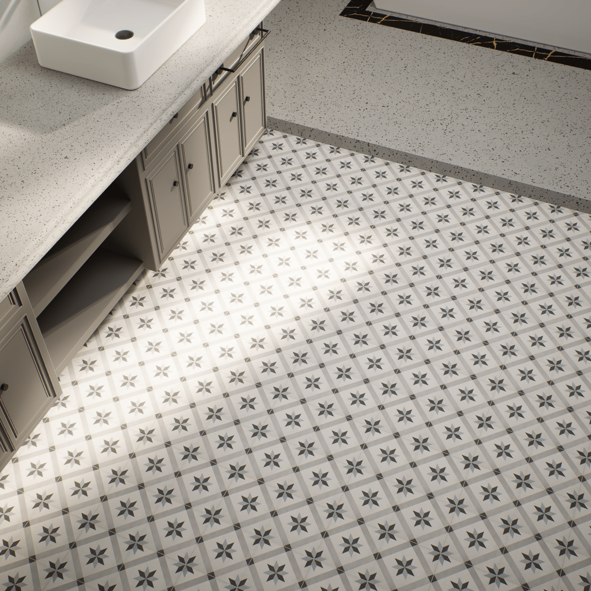 8 X 8 In Compass Form Tide Matte Pressed Glazed Porcelain Tile