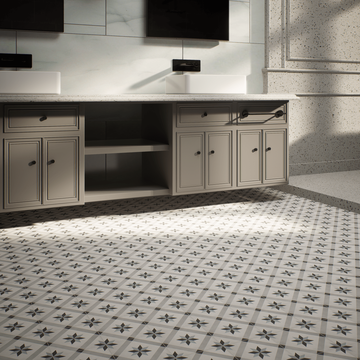 8 X 8 In Compass Form Tide Matte Pressed Glazed Porcelain Tile