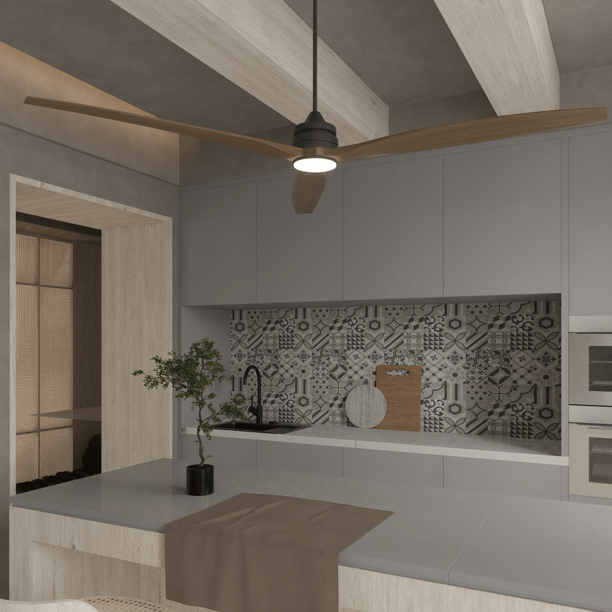 8 X 8 In Deco Blend Form Sand Matte Pressed Glazed Porcelain