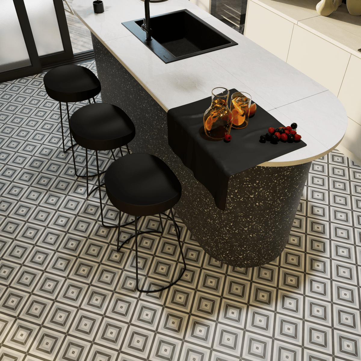 8 X 8 In Diamond Form Tide Matte Pressed Glazed Porcelain