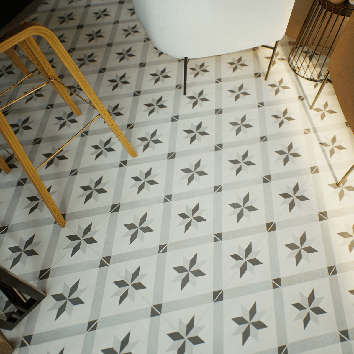 8 x 8 in. Form Ice Compass Matte Pressed Glazed Porcelain Tile