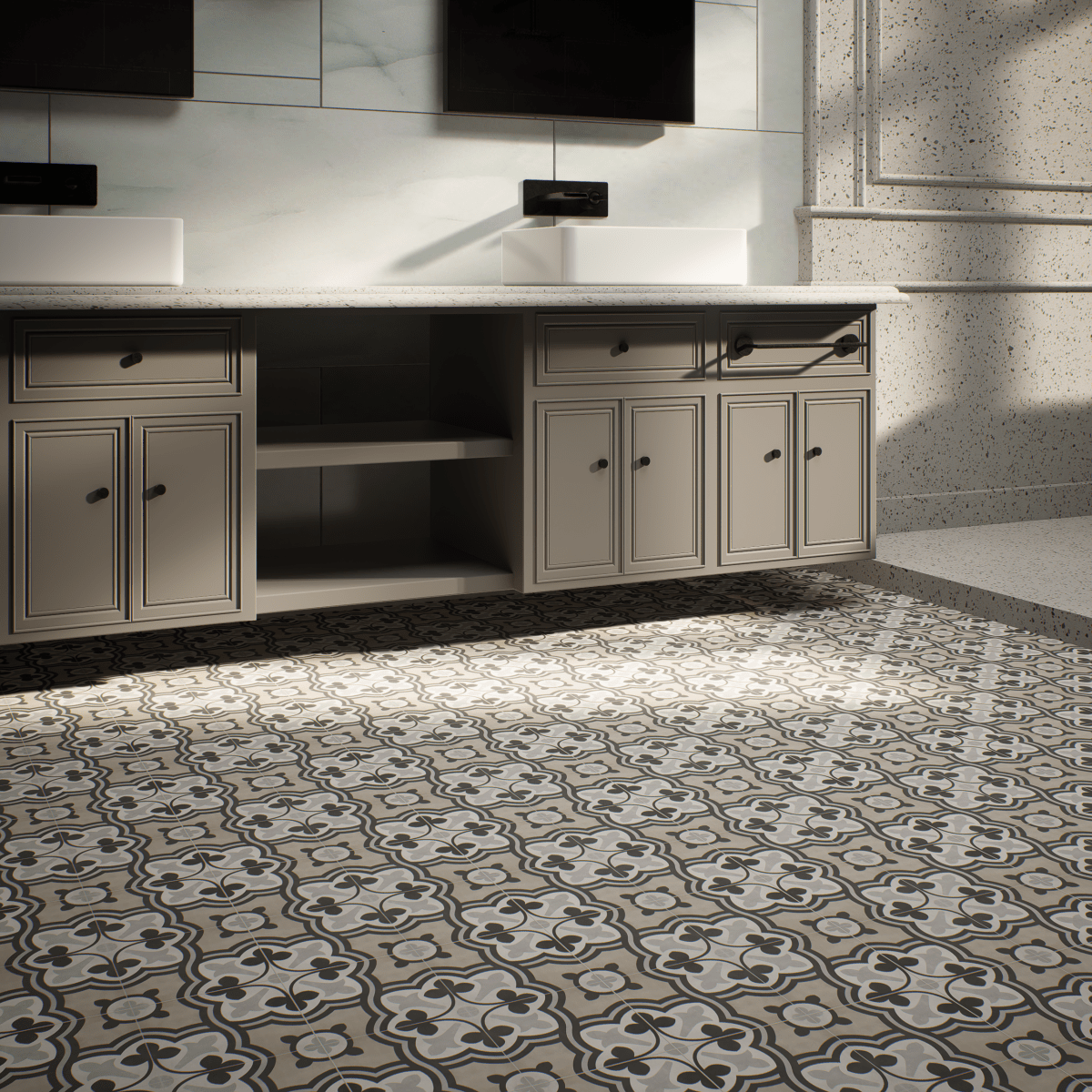 8 x 8 in. Form Sand Baroque Matte Pressed Glazed Porcelain Tile