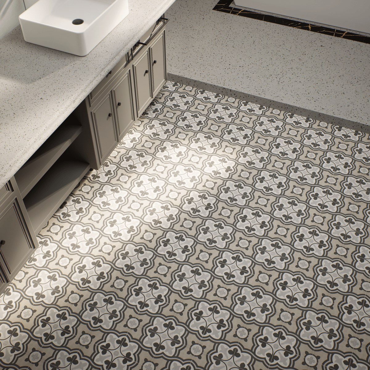 8 x 8 in. Form Sand Baroque Matte Pressed Glazed Porcelain Tile