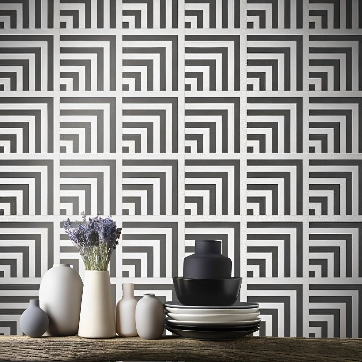 8 X 8 In Geo Form Monochrome Matte Pressed Glazed Porcelain