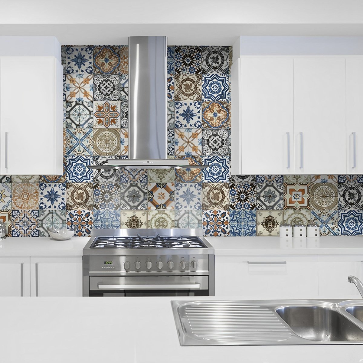 8 X 8 In Marrakesh Color Mix Glossy Pressed Glazed Ceramic