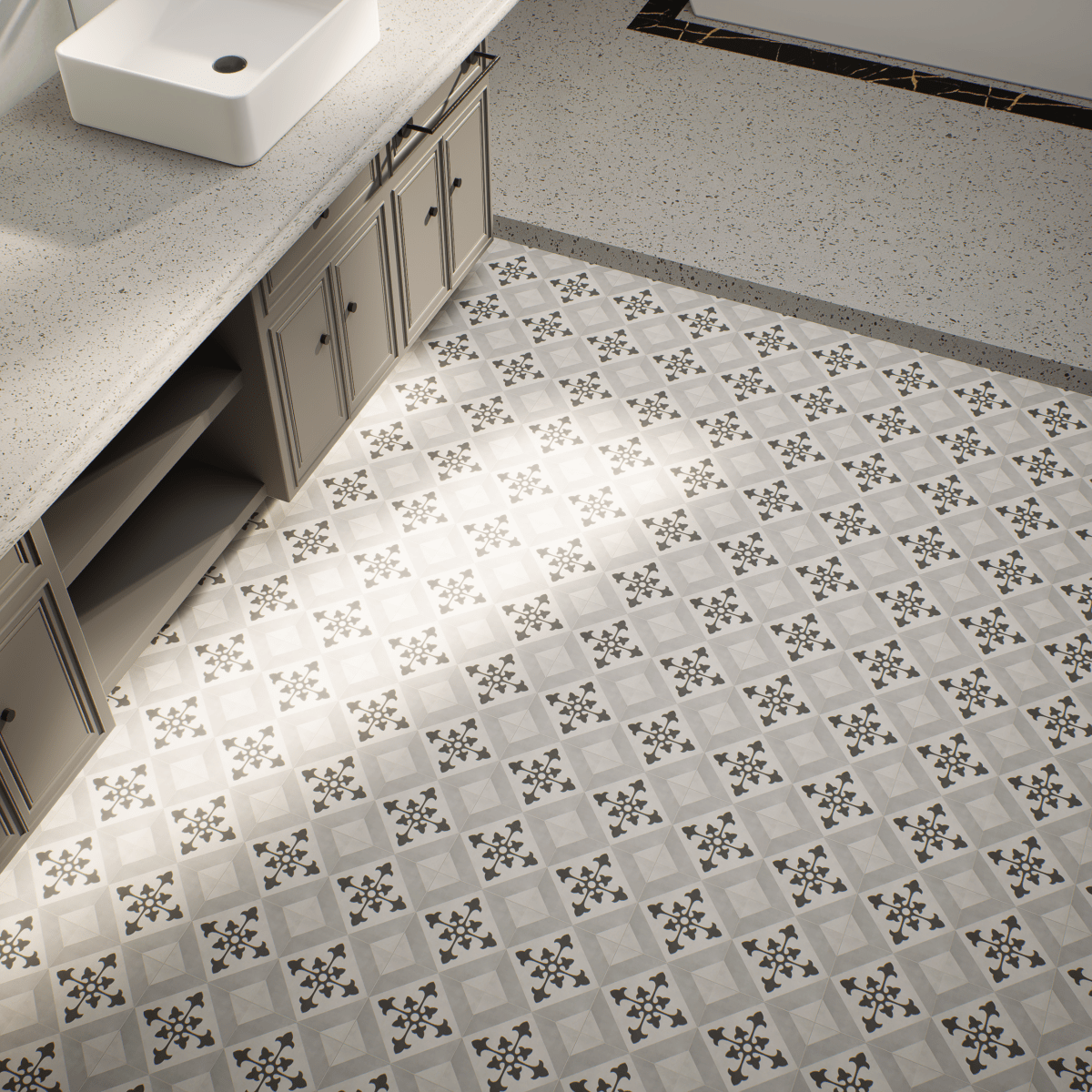 8 X 8 In Northstar Form Ice Matte Pressed Glazed Porcelain