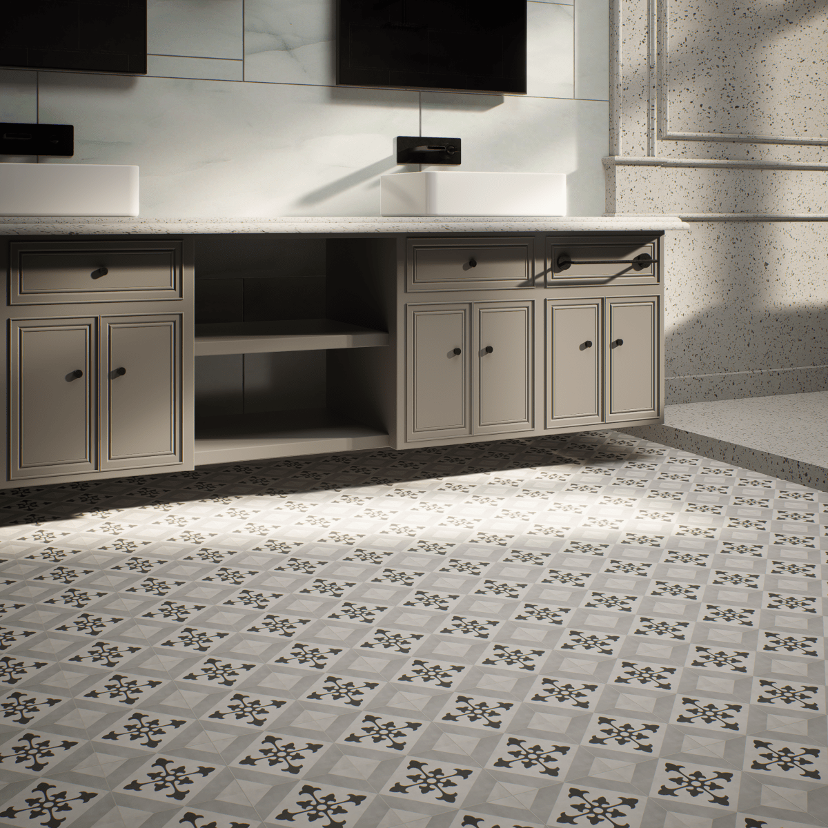 8 X 8 In Northstar Form Ice Matte Pressed Glazed Porcelain