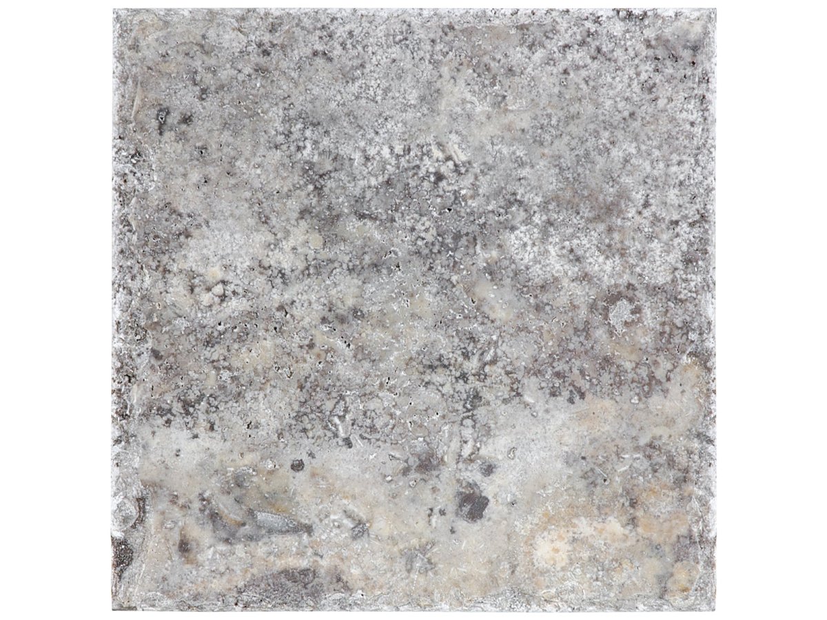 8 X 8 In Silver Ash Brushed & Chiseled Travertine