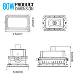 80 Watt LED Explosion Proof Flood Light, A Series, Dimmable, 5000K, 10800LM, AC100-277V, IP66, Hazardous Location Lighting Fixtures