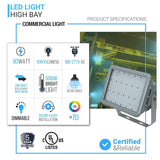 80 Watt LED Explosion Proof Flood Light, A Series, Dimmable, 5000K, 10800LM, AC100-277V, IP66, Hazardous Location Lighting Fixtures