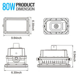 80 Watt LED Explosion Proof Flood Light, D Series, Dimmable, 5000K, 10800LM, AC100-277V, IP66, Hazardous Location Lighting Fixtures
