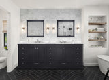 Dukes 84 in. Bathroom Freestanding Bathroom Vanity With Undermount Ceramic Sink with White Carrara Marble Top