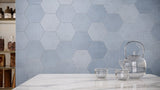 8.5 in Tapestri Denim Blend Hexagon Matte Pressed Glazed Porcelain Tile