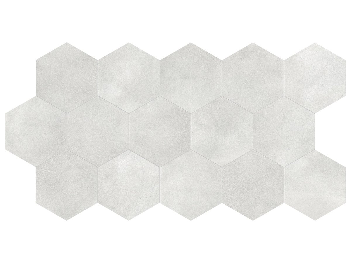 8.5 in Tapestri Grey Denim Hexagon Matte Pressed Glazed Porcelain Tile