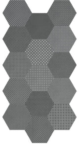 8.5 in Tapestri Silk Blend Hexagon Matte Pressed Glazed Porcelain Tile