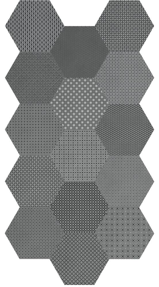 8.5 in Tapestri Silk Blend Hexagon Matte Pressed Glazed Porcelain Tile