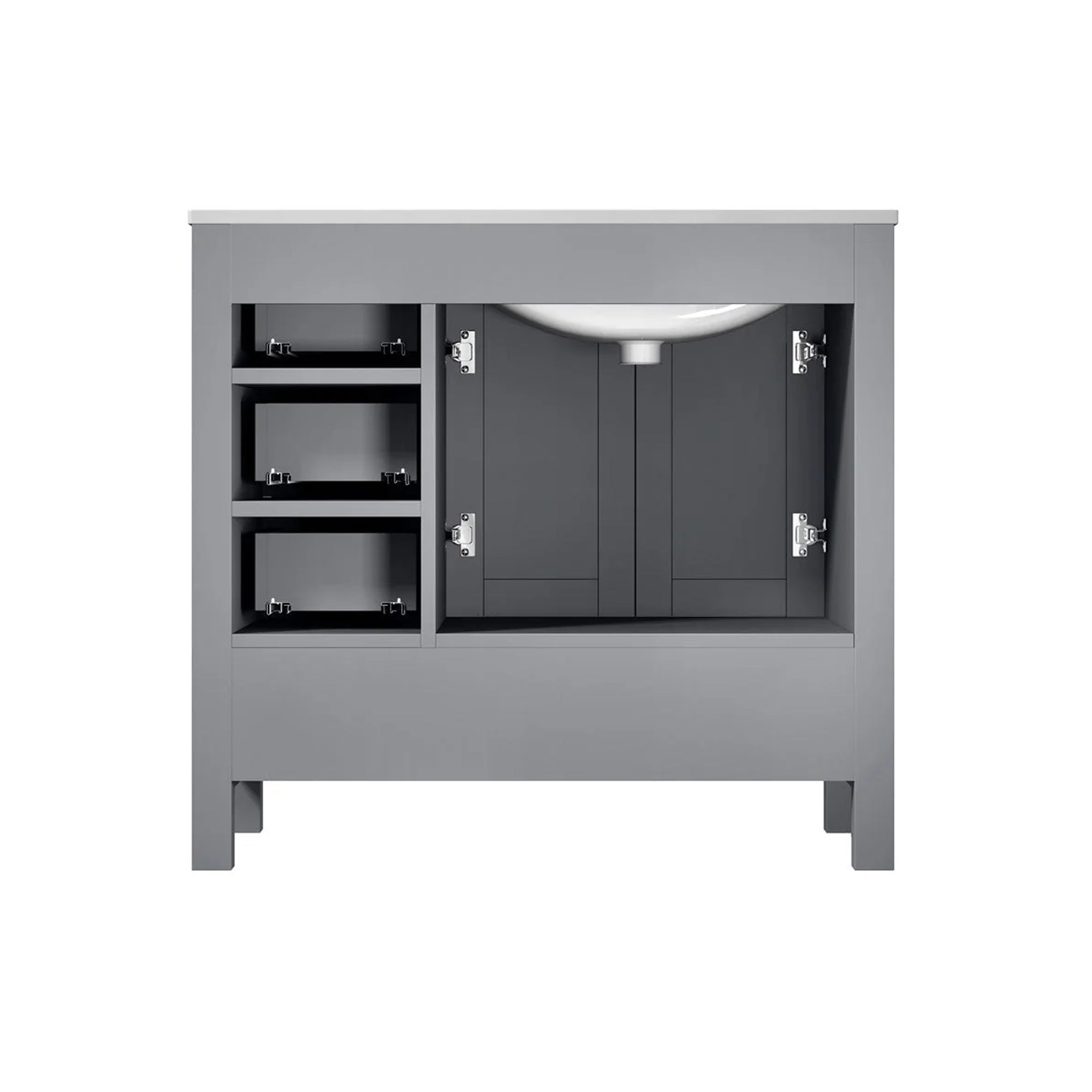 Jacques 84 in. Bathroom Freestanding Bathroom Vanity With Undermount Ceramic Sink, White Carrara Marble
