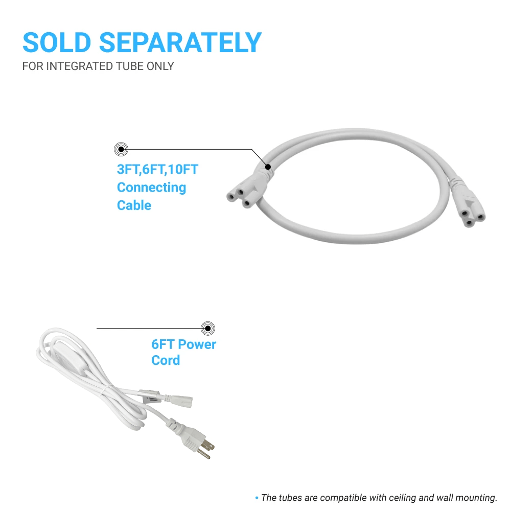 8ft LED Shop Light Fixture, 60W V Shape 6500K 7200LM Clear Cover, AC100-277V, ETL Listed, Plug and Play, Damp Location, High Output T8 Integrated LED Tube, Linkable LED Shop Lights for Garage, Warehouse, Workshop