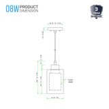 8W Cylinder Shape LED Pendant Light, Brushed Nickel Finish, 4000K (Cool White), 500 Lumens, ETL Listed