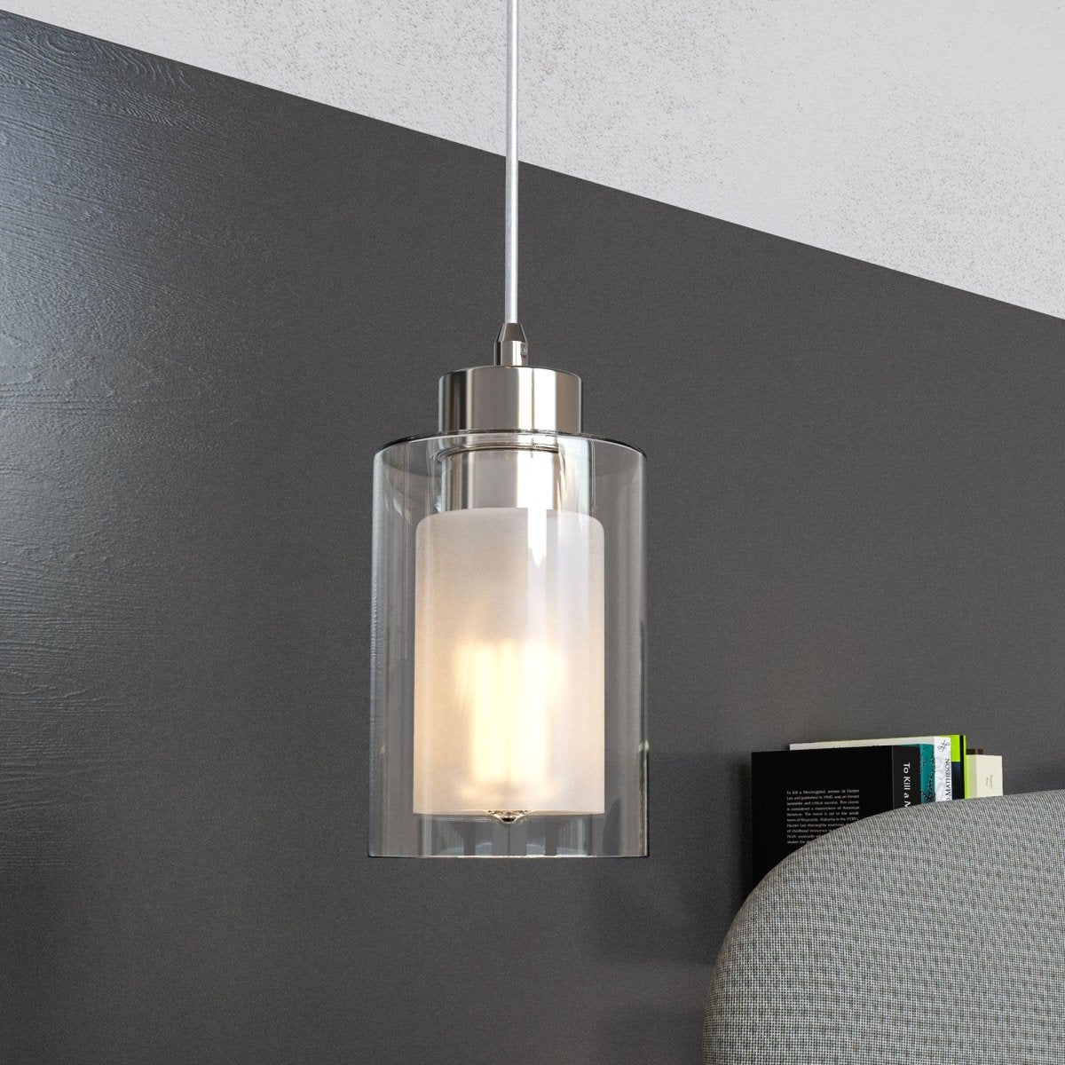 8W Cylinder Shape LED Pendant Light, Brushed Nickel Finish, 4000K (Cool White), 500 Lumens, ETL Listed