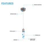 8W Dimmable LED Pendant Ceiling Light, 3000K (Warm White), Seedy Glass Shade, Dimmable, 400 Lumens, ETL Listed