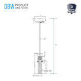 8W Dimmable LED Pendant Ceiling Light, 3000K (Warm White), Seedy Glass Shade, Dimmable, 400 Lumens, ETL Listed