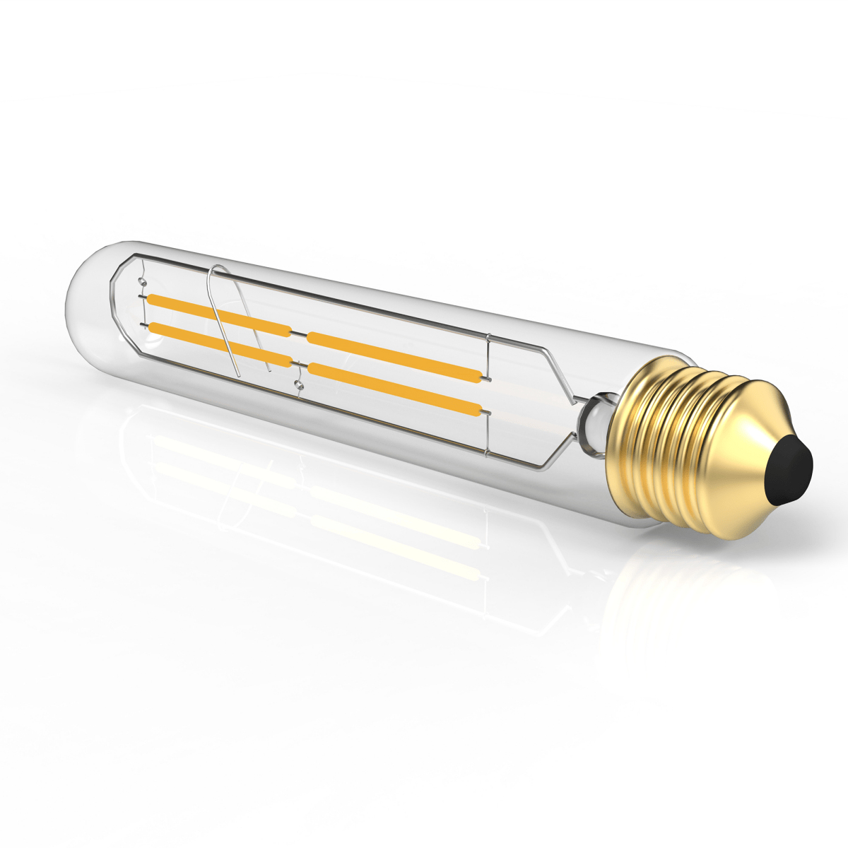 8W T10 LED Filament Bulb with E26 Base – 2700K Warm White, Dimmable - D1.26"*8.86"H